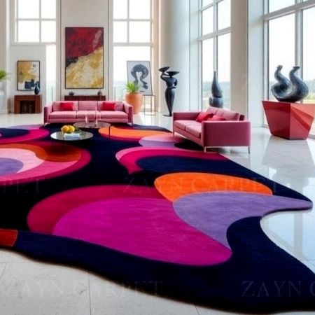 Handcrafted Bold Multicolor Abstract Luxury Living Rug